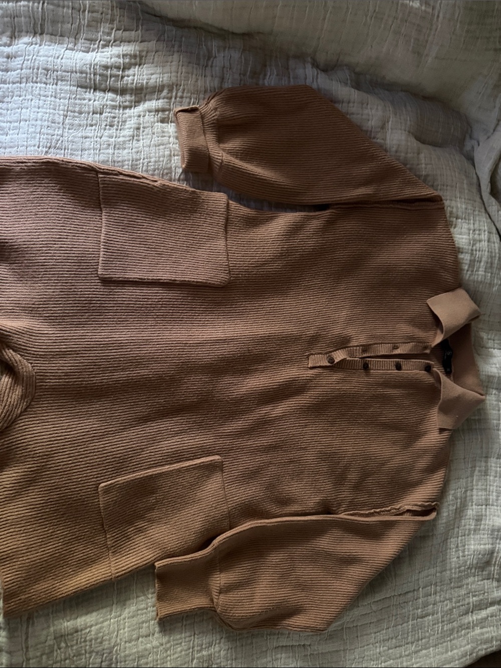 Ribbed Knit Jumpsuit in Camel